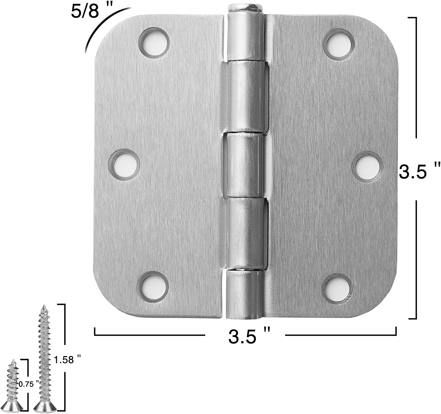 3.5 inch satin chrome rounded door hinges