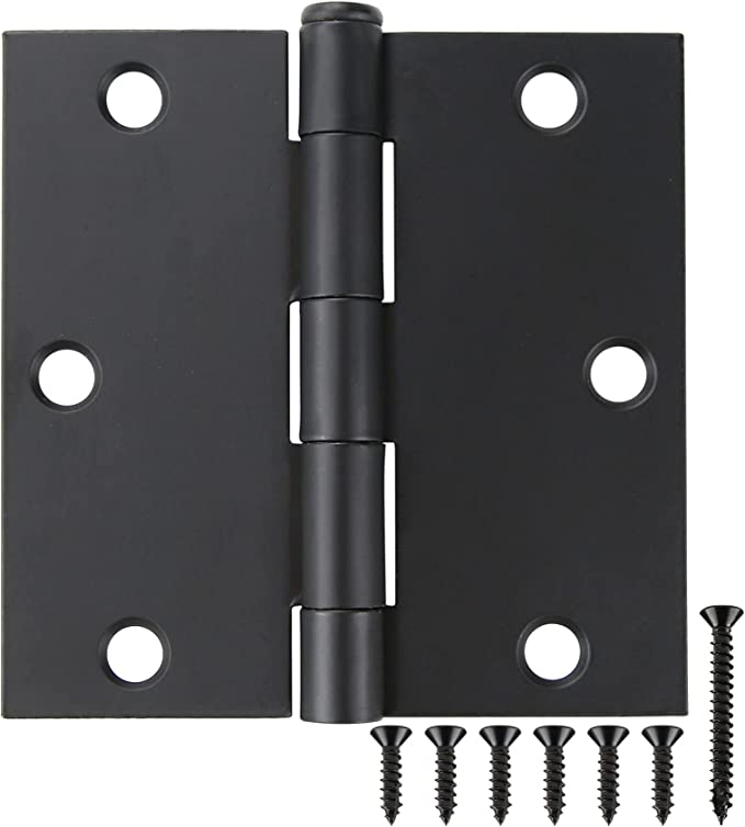 3.5 inch square corners matte black door hinges